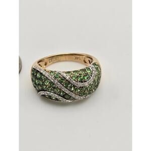EFFY 14K Gold Tsavorite Diamond Dome Ring 6.5